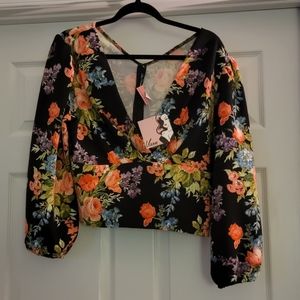 Vixen by Micheline Pitt White Floral Bawdy Top XL